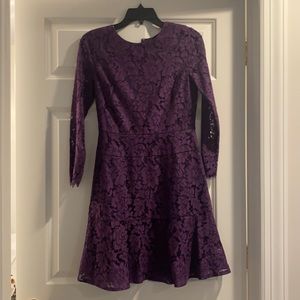 Purple lace long sleeved dress